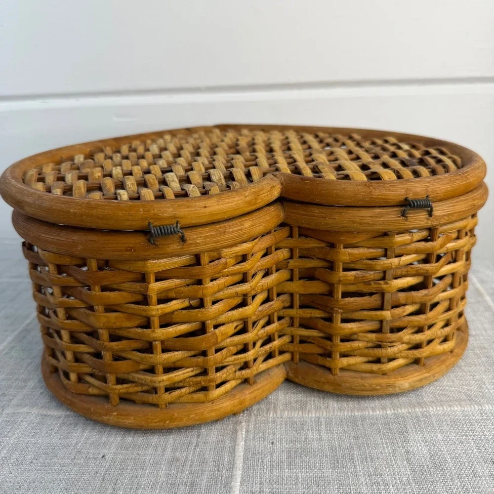 Cottagecore‎ Heart Hinged Lid Storage Basket 11.5